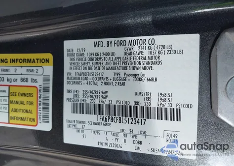 2020 Ford Mustang Gt Fastback from USA, damaged, VIN 1FA6P8CF8L5123417